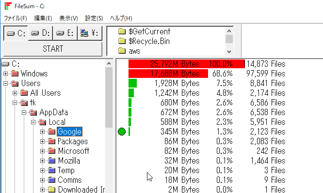 Windows10でcドライブ容量不足を調査するフォルダ容量表示ソフトfilesum It業務で使えるプログラミングテクニック